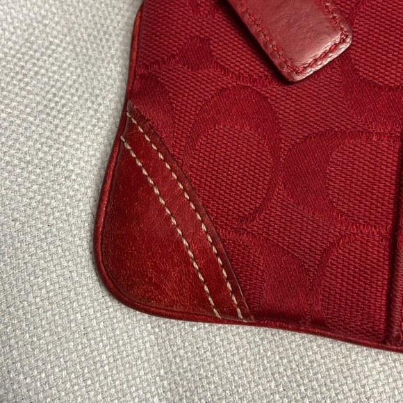 Coach Wristlet Womens Small red Canvas Signature Zip Clutch - Picture 4 of 10